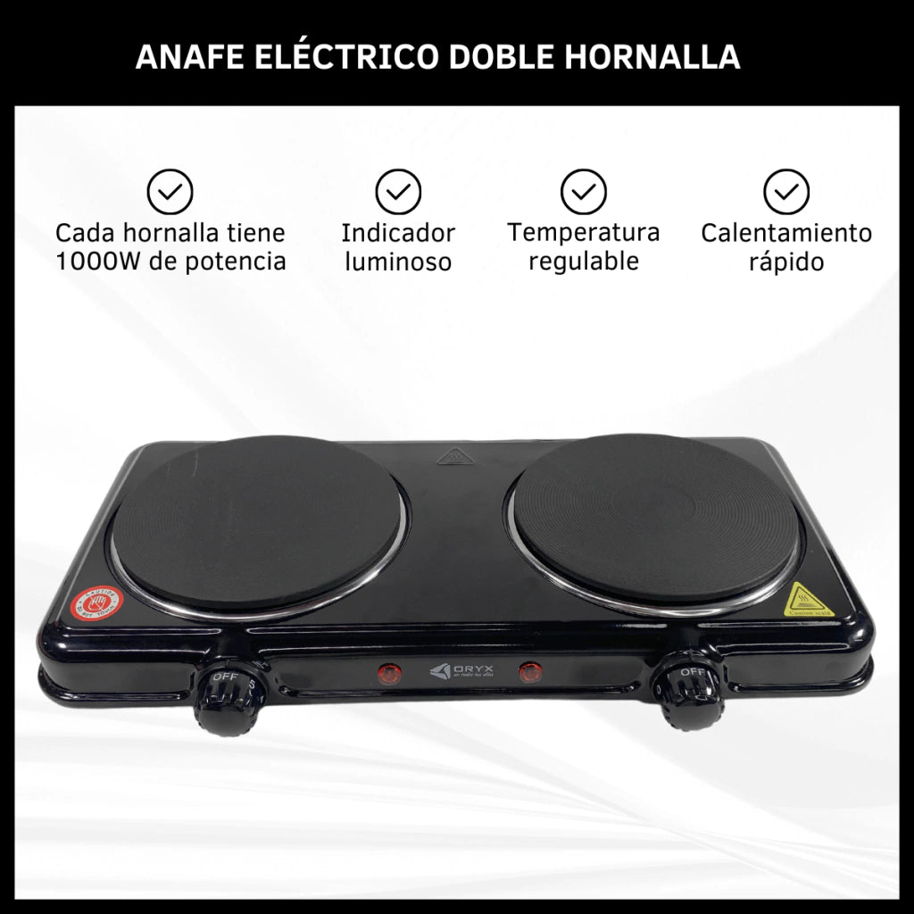 Anafe Eléctrico Oryx Hps203 2000w Cocina 2 Hornallas
